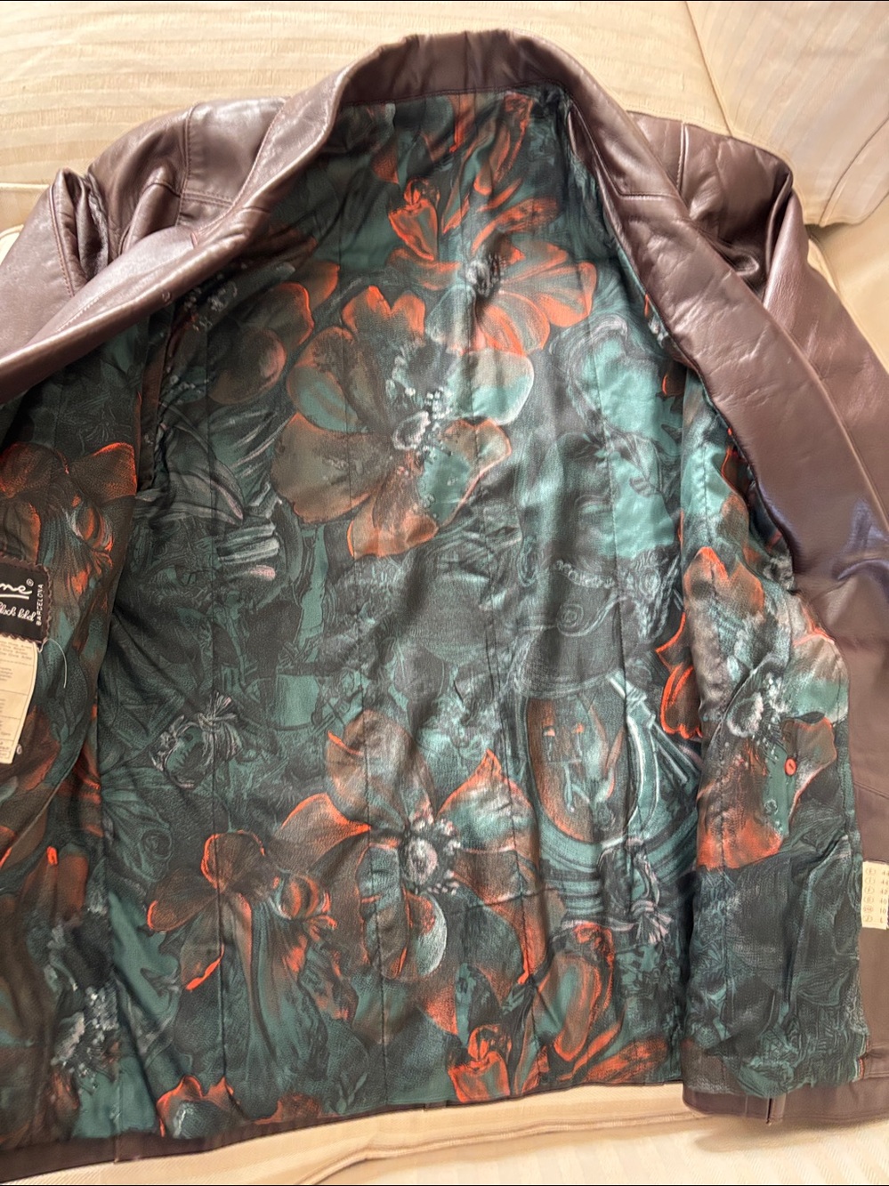 Vintage Gerome Black Label of Barcelona Brown Leather Sheepskin Jacket Size 10 - Picture 7 of 11